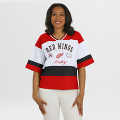 Detroit Red Wings - WEAR by Erin Andrews Women's Jersey Style Tee Red/White