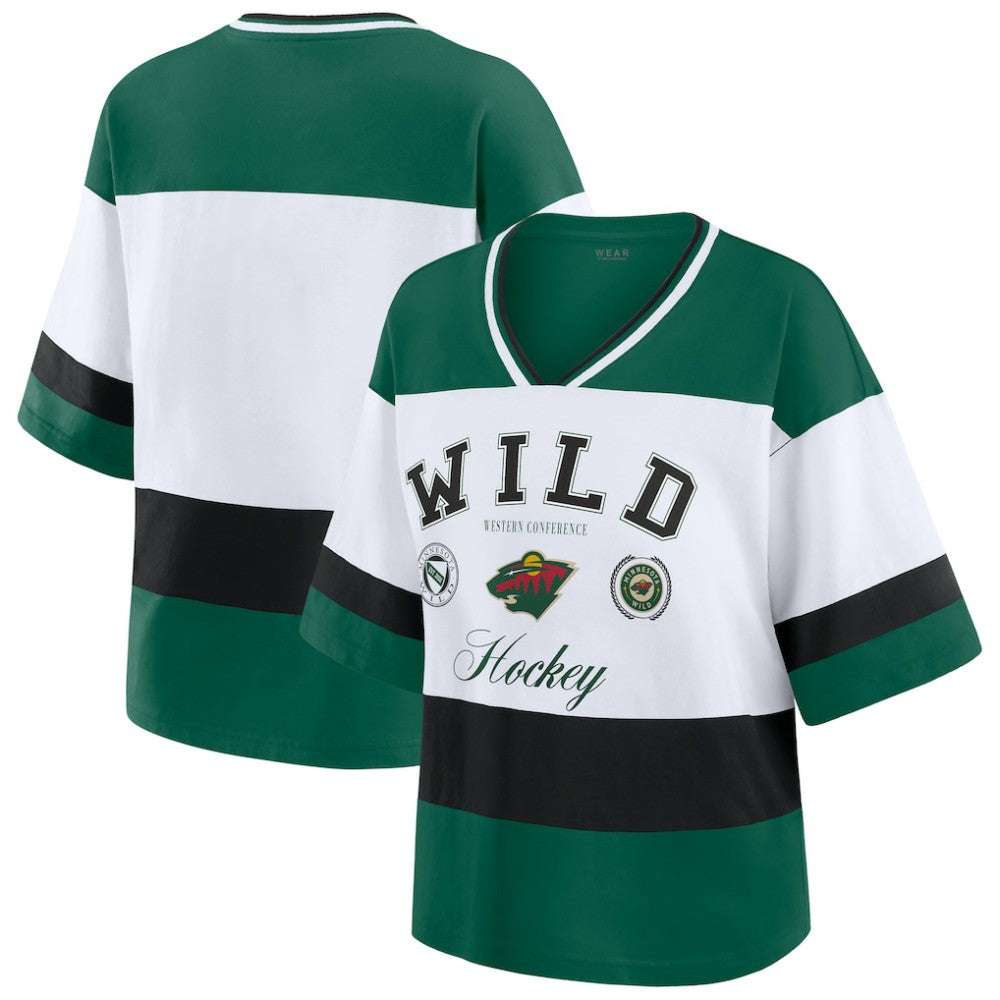 Minnesota Wild WEAR by Erin Andrews Women's Jersey Style Tee - Green/White | NHL Jerseys