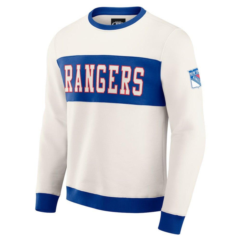 New York Rangers Darius Rucker Collection by Fanatics Colorblock Pullover Sweatshirt Cream