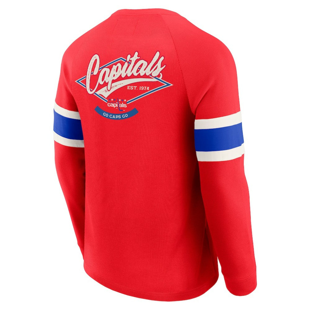 Washington Capitals Darius Rucker Collection by Fanatics Waffle-Knit Raglan Long Sleeve Henley T-Shirt Red