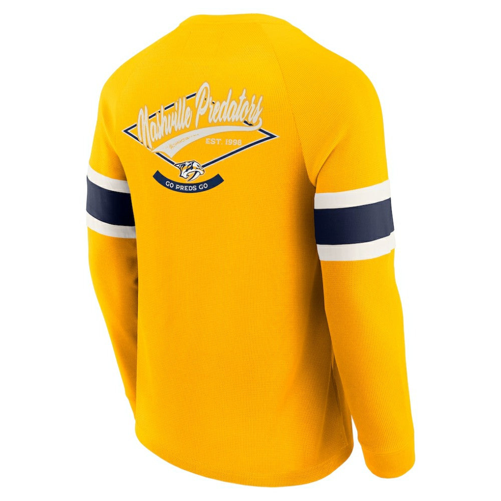 Nashville Predators - Darius Rucker Collection by Fanatics Waffle-Knit Raglan Long Sleeve Henley T-Shirt Gold