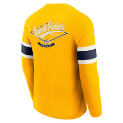 Nashville Predators - Darius Rucker Collection by Fanatics Waffle-Knit Raglan Long Sleeve Henley T-Shirt Gold