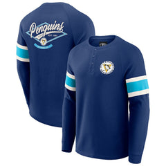 Pittsburgh Penguins Darius Rucker Collection by Fanatics Waffle-Knit Raglan Long Sleeve Henley T-Shirt Navy