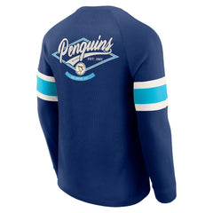 Pittsburgh Penguins Darius Rucker Collection by Fanatics Waffle-Knit Raglan Long Sleeve Henley T-Shirt Navy