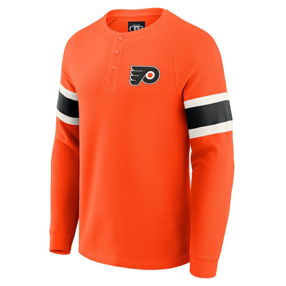 Philadelphia Flyers - Darius Rucker Collection by Fanatics Waffle-Knit Raglan Long Sleeve Henley T-Shirt Orange