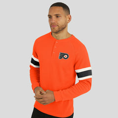 Philadelphia Flyers - Darius Rucker Collection by Fanatics Waffle-Knit Raglan Long Sleeve Henley T-Shirt Orange