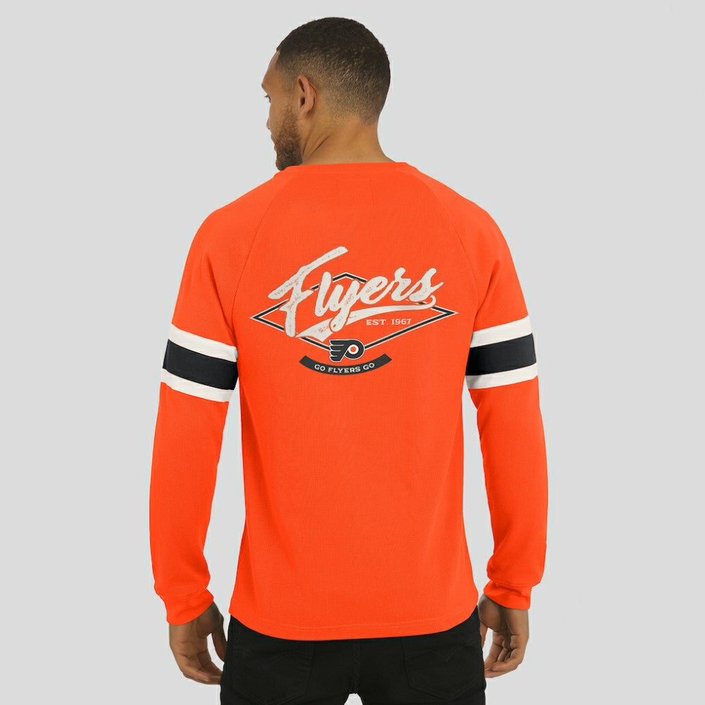 Philadelphia Flyers - Darius Rucker Collection by Fanatics Waffle-Knit Raglan Long Sleeve Henley T-Shirt Orange