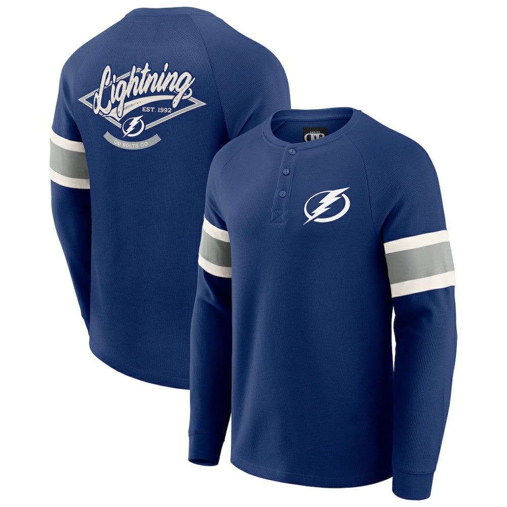 Tampa Bay Lightning - Darius Rucker Collection by Fanatics Waffle-Knit Raglan Long Sleeve Henley T-Shirt Navy