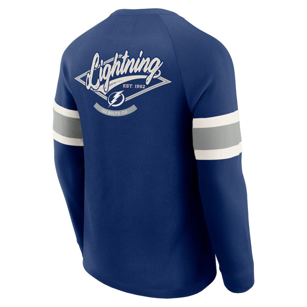 Tampa Bay Lightning - Darius Rucker Collection by Fanatics Waffle-Knit Raglan Long Sleeve Henley T-Shirt Navy