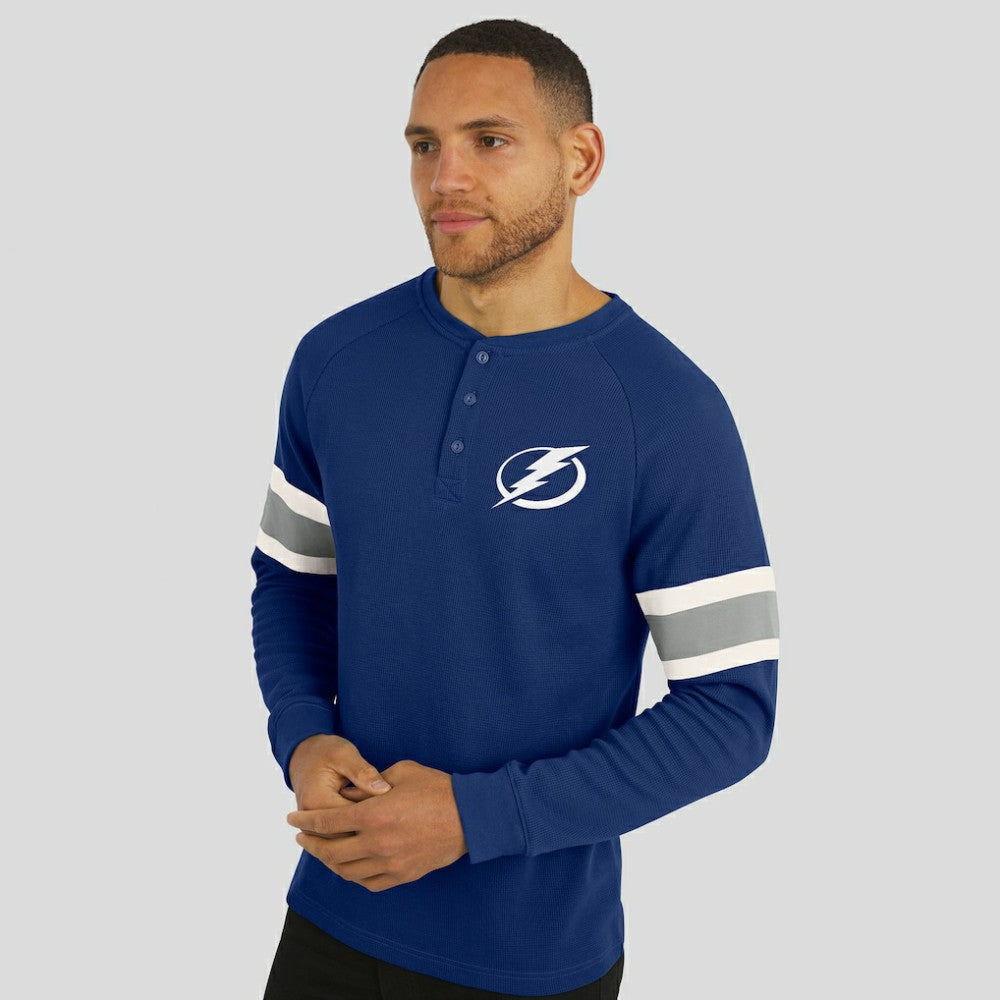 Tampa Bay Lightning - Darius Rucker Collection by Fanatics Waffle-Knit Raglan Long Sleeve Henley T-Shirt Navy