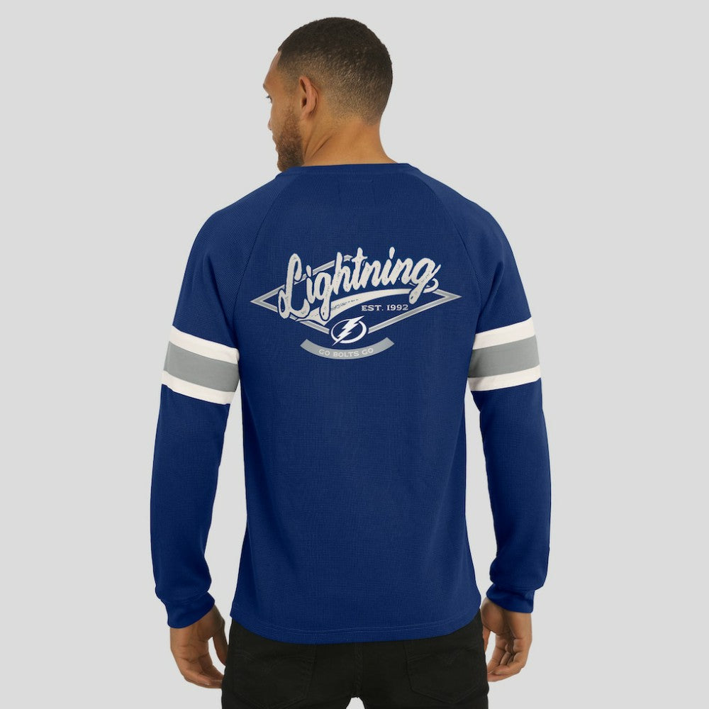 Tampa Bay Lightning - Darius Rucker Collection by Fanatics Waffle-Knit Raglan Long Sleeve Henley T-Shirt Navy