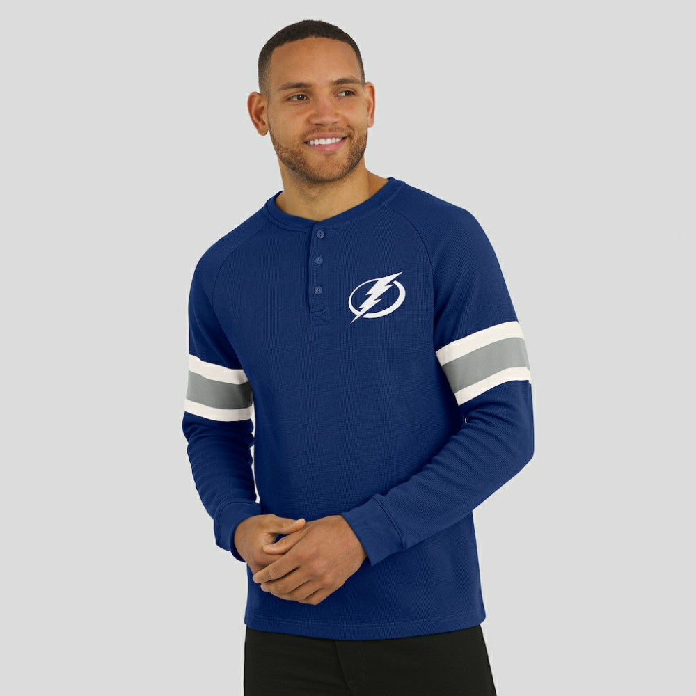 Tampa Bay Lightning - Darius Rucker Collection by Fanatics Waffle-Knit Raglan Long Sleeve Henley T-Shirt Navy
