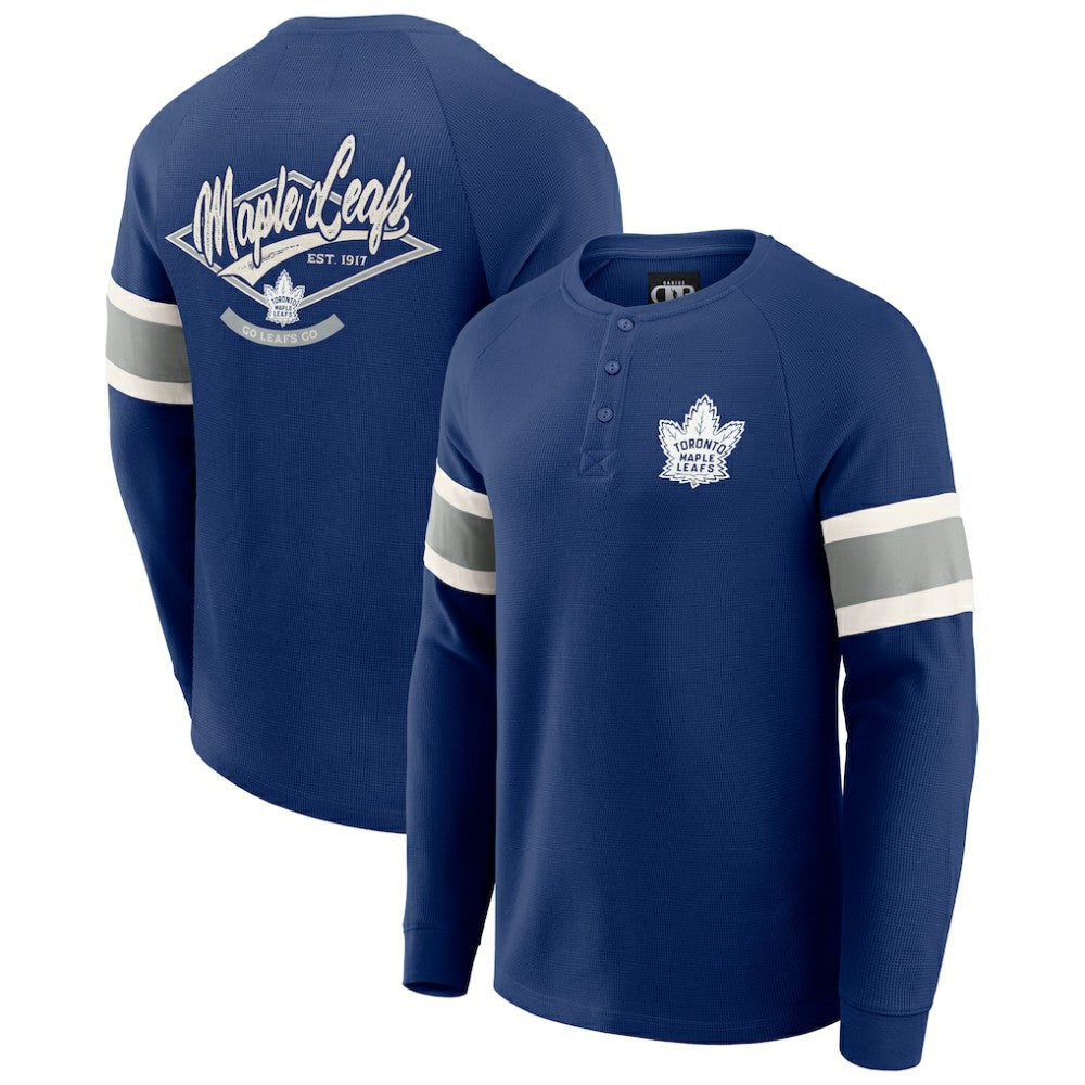 Toronto Maple Leafs - Darius Rucker Collection by Fanatics Waffle-Knit Raglan Long Sleeve Henley T-Shirt Navy