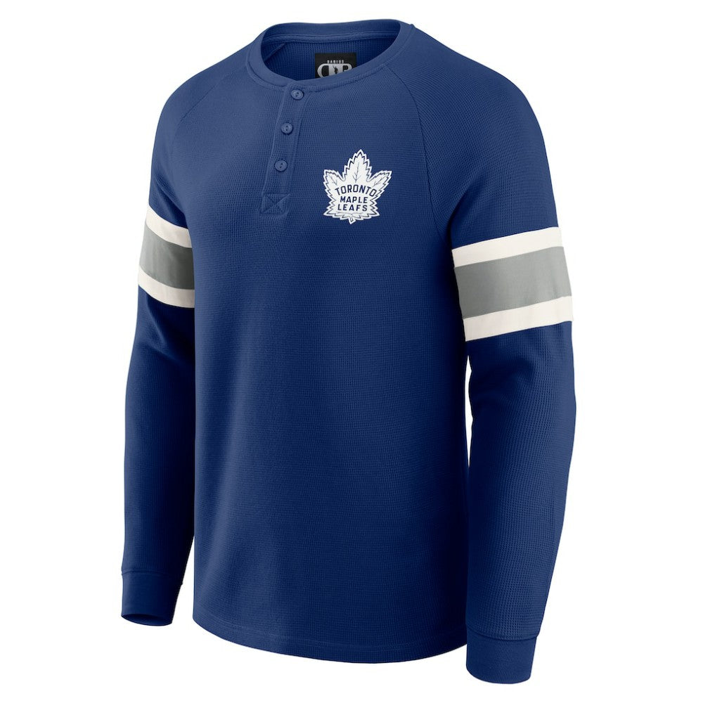 Toronto Maple Leafs - Darius Rucker Collection by Fanatics Waffle-Knit Raglan Long Sleeve Henley T-Shirt Navy