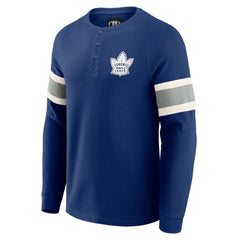 Toronto Maple Leafs - Darius Rucker Collection by Fanatics Waffle-Knit Raglan Long Sleeve Henley T-Shirt Navy