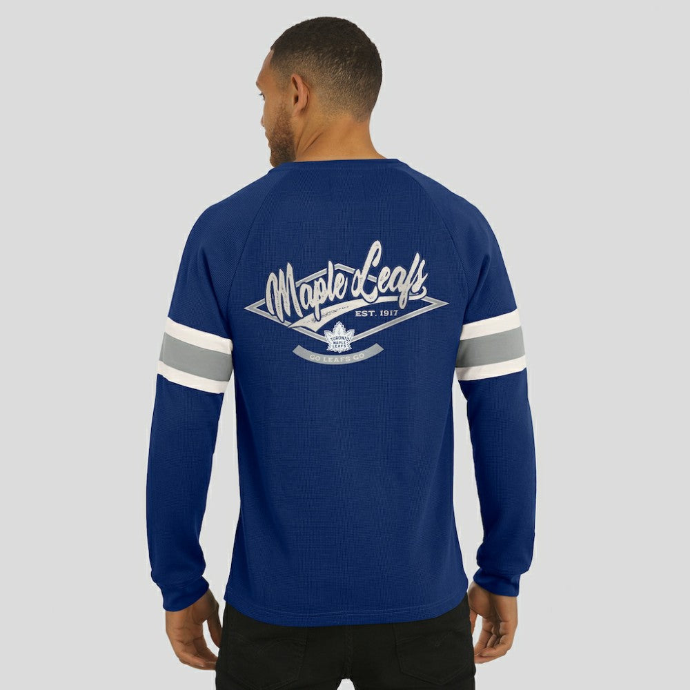 Toronto Maple Leafs - Darius Rucker Collection by Fanatics Waffle-Knit Raglan Long Sleeve Henley T-Shirt Navy