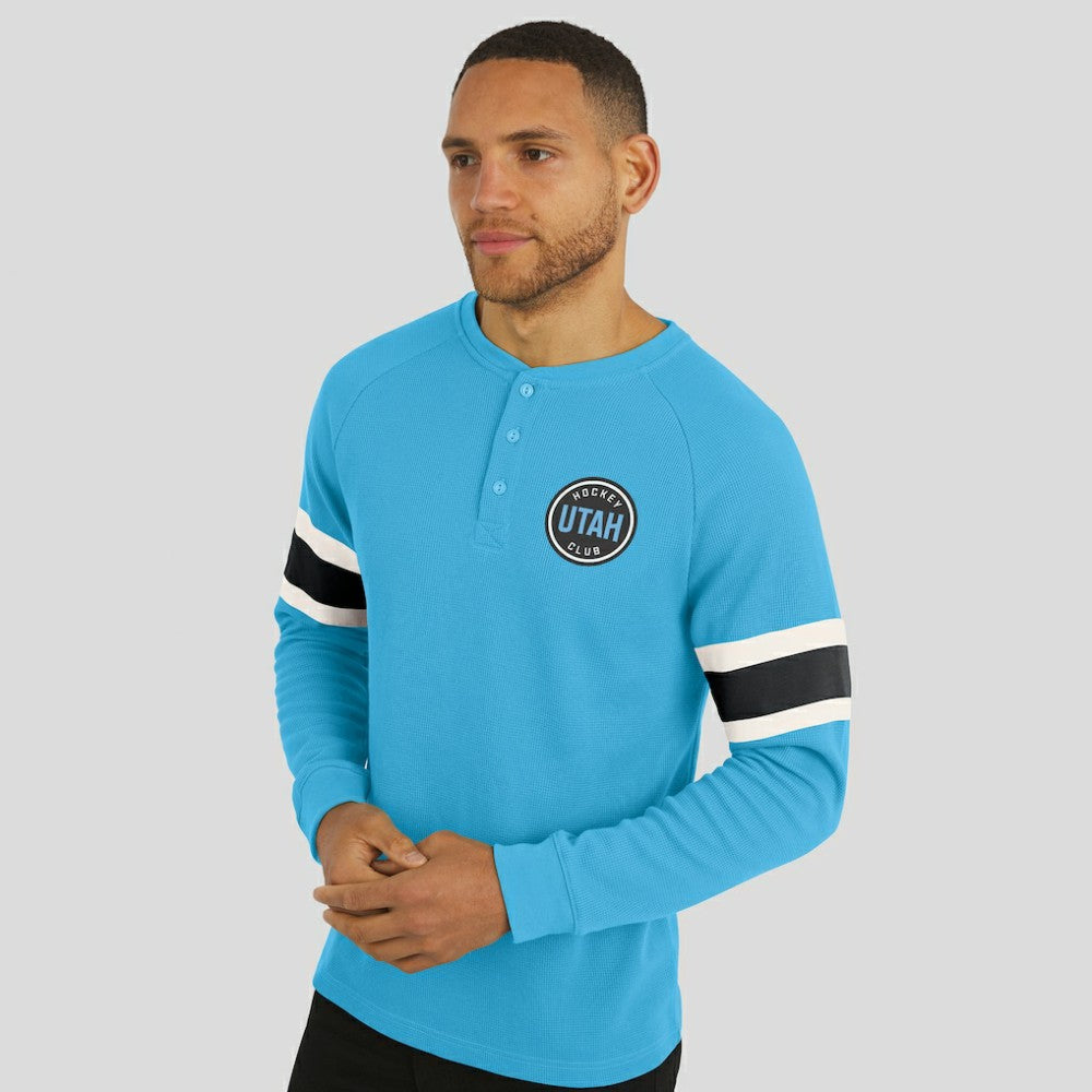 Utah Hockey Club Darius Rucker Collection by Fanatics Waffle-Knit Raglan Long Sleeve Henley T-Shirt Light Blue