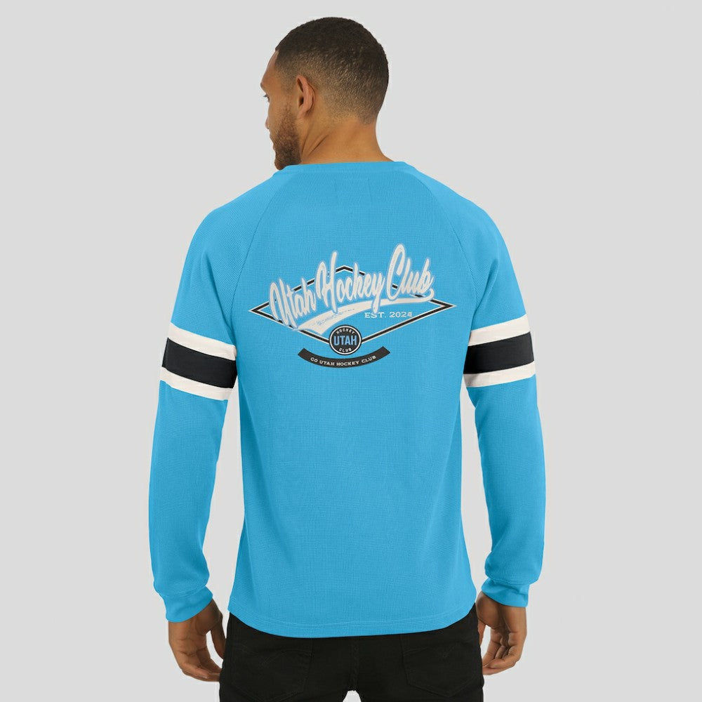Utah Hockey Club Darius Rucker Collection by Fanatics Waffle-Knit Raglan Long Sleeve Henley T-Shirt Light Blue