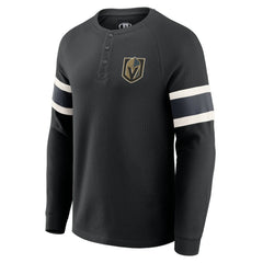 Vegas Golden Knights Darius Rucker Collection by Fanatics Waffle-Knit Raglan Long Sleeve Henley T-Shirt Black