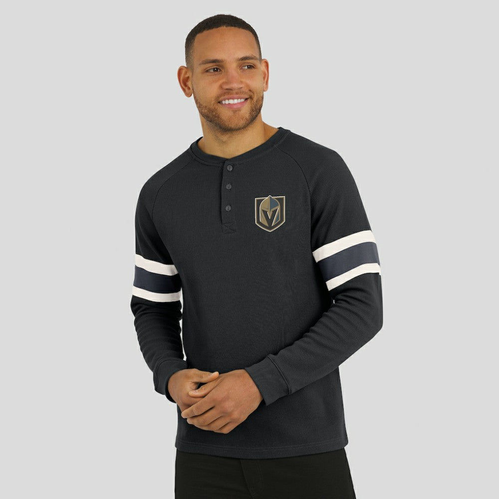Vegas Golden Knights Darius Rucker Collection by Fanatics Waffle-Knit Raglan Long Sleeve Henley T-Shirt Black