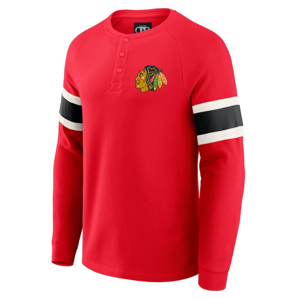 Chicago Blackhawks Darius Rucker Collection by Fanatics Waffle-Knit Raglan Long Sleeve Henley T-Shirt Red