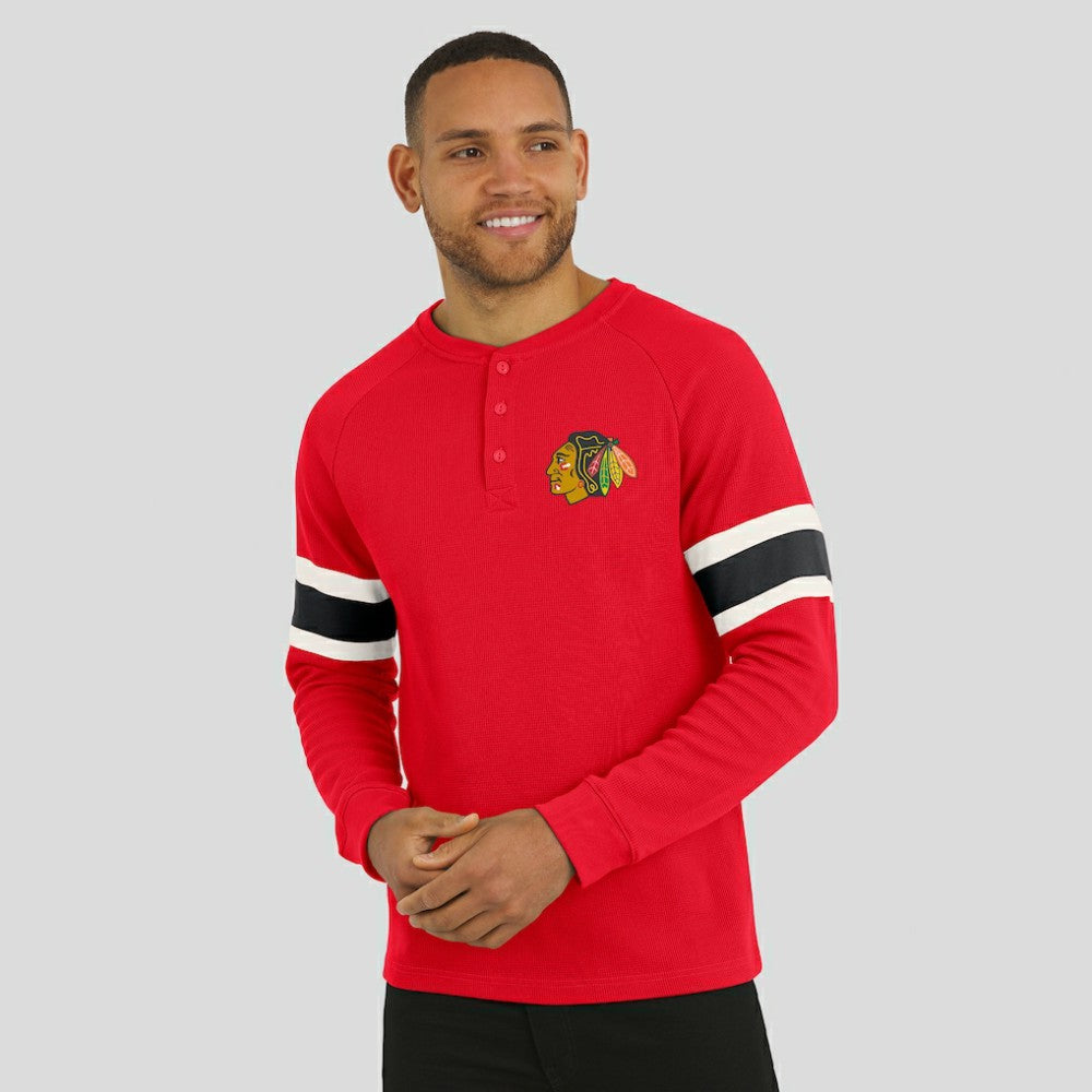 Chicago Blackhawks Darius Rucker Collection by Fanatics Waffle-Knit Raglan Long Sleeve Henley T-Shirt Red