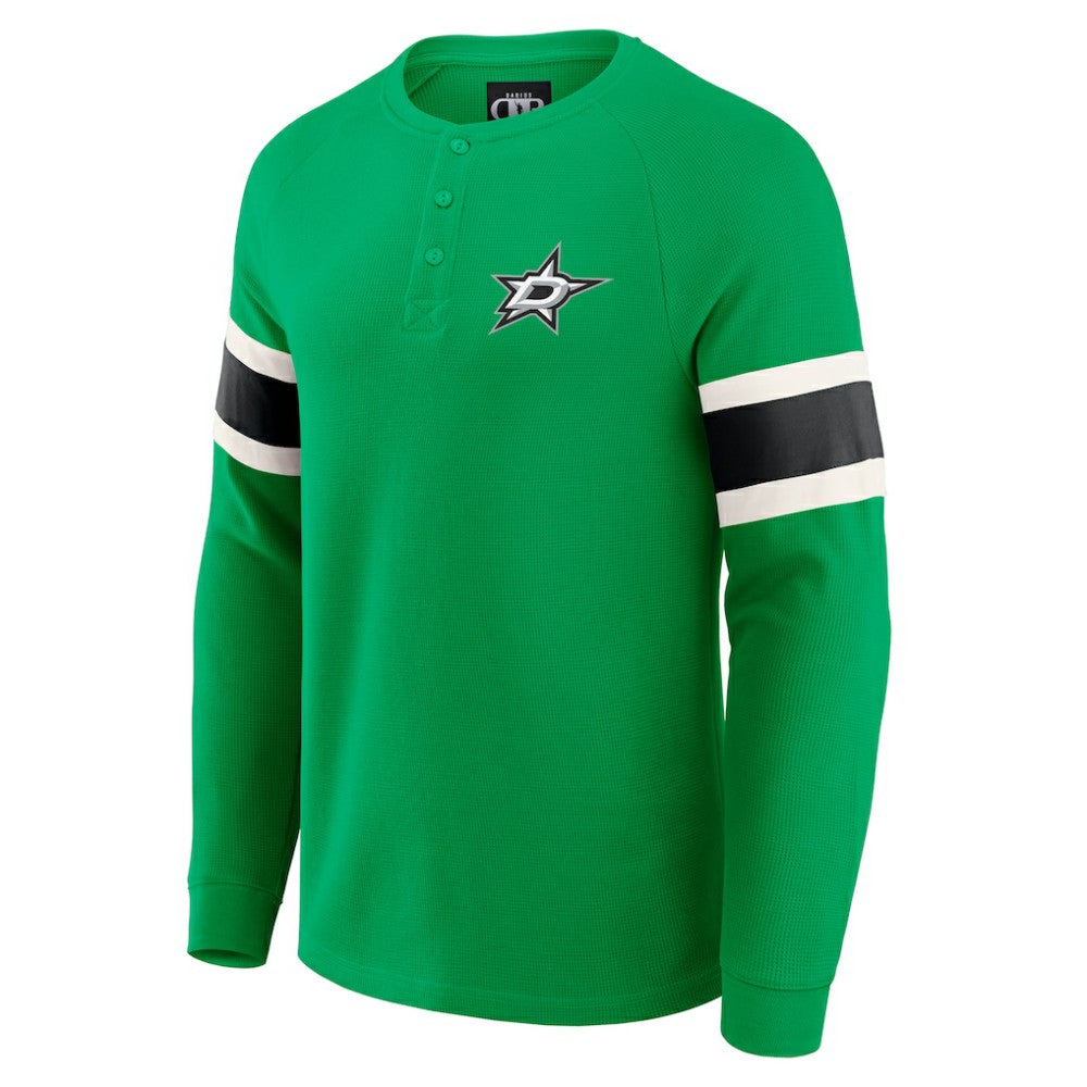 Dallas Stars - Darius Rucker Collection by Fanatics Waffle-Knit Raglan Long Sleeve Henley T-Shirt Green
