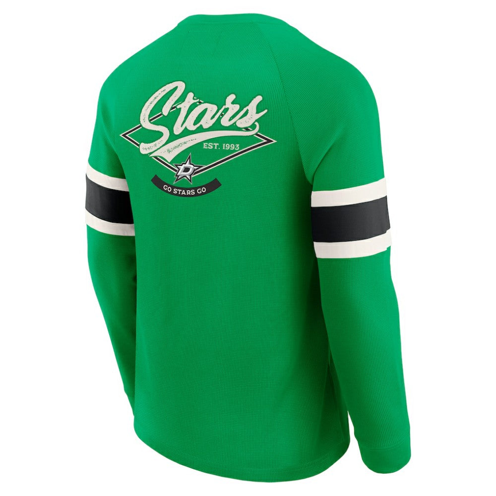 Dallas Stars - Darius Rucker Collection by Fanatics Waffle-Knit Raglan Long Sleeve Henley T-Shirt Green