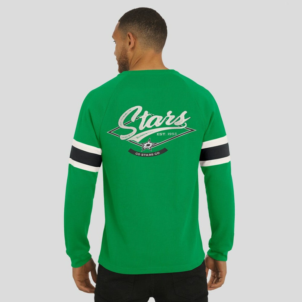 Dallas Stars - Darius Rucker Collection by Fanatics Waffle-Knit Raglan Long Sleeve Henley T-Shirt Green