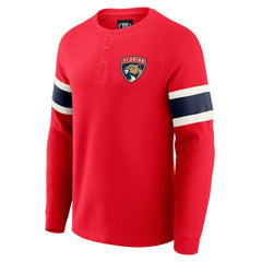 Florida Panthers - Darius Rucker Collection by Fanatics Waffle-Knit Raglan Long Sleeve Henley T-Shirt Red