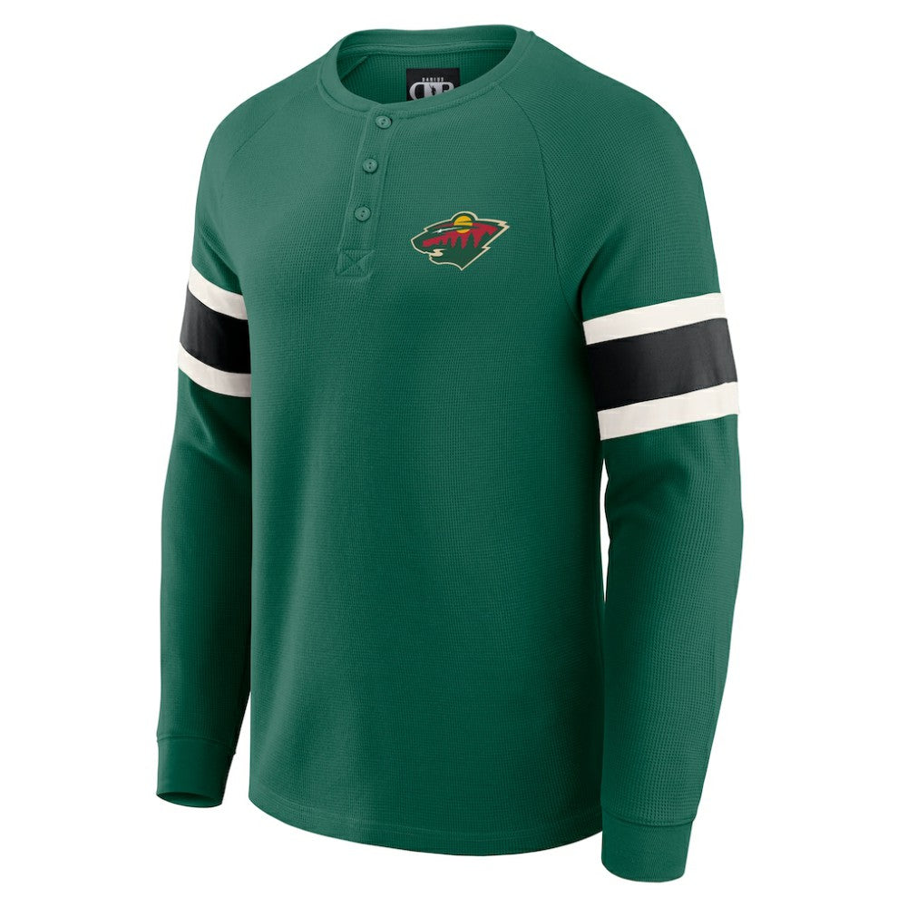 Minnesota Wild - Darius Rucker Collection by Fanatics Waffle-Knit Raglan Long Sleeve Henley T-Shirt Green