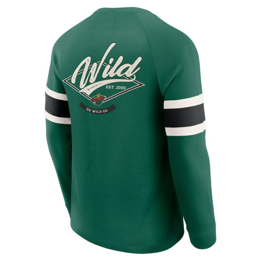 Minnesota Wild - Darius Rucker Collection by Fanatics Waffle-Knit Raglan Long Sleeve Henley T-Shirt Green