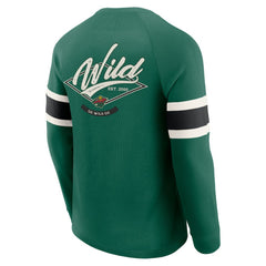Minnesota Wild - Darius Rucker Collection by Fanatics Waffle-Knit Raglan Long Sleeve Henley T-Shirt Green