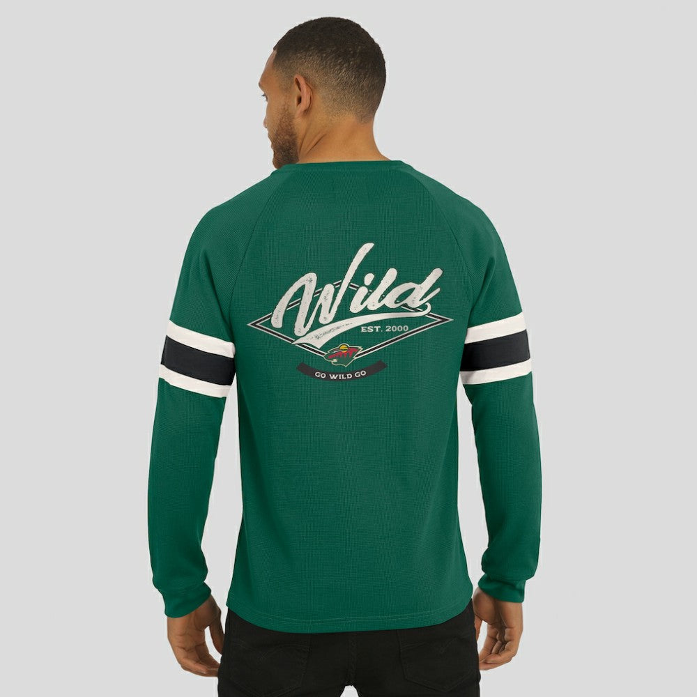 Minnesota Wild - Darius Rucker Collection by Fanatics Waffle-Knit Raglan Long Sleeve Henley T-Shirt Green