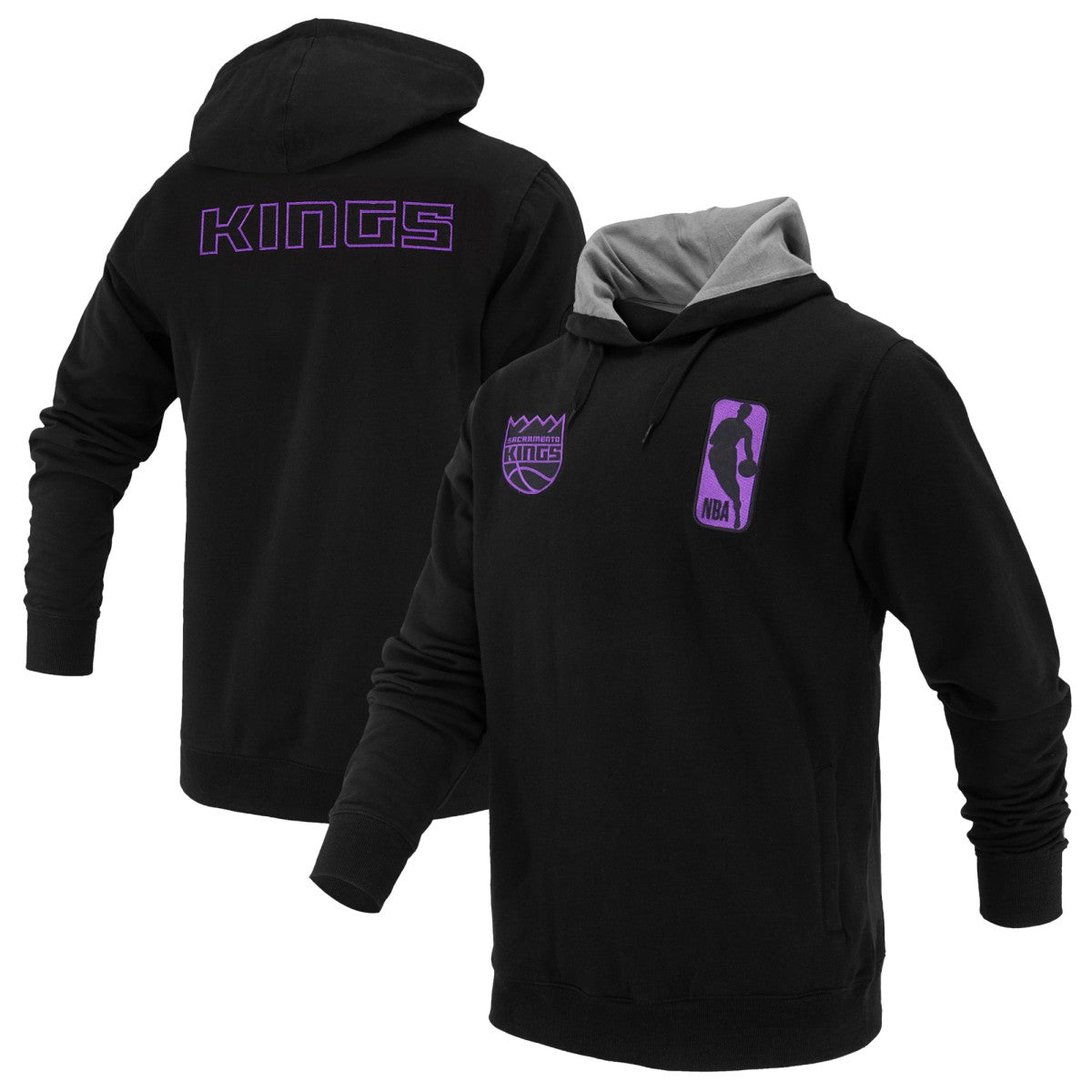 NBA - Sacramento Kings FISLL Unisex Logoman Shadow Collection Pullover Hoodie - Black