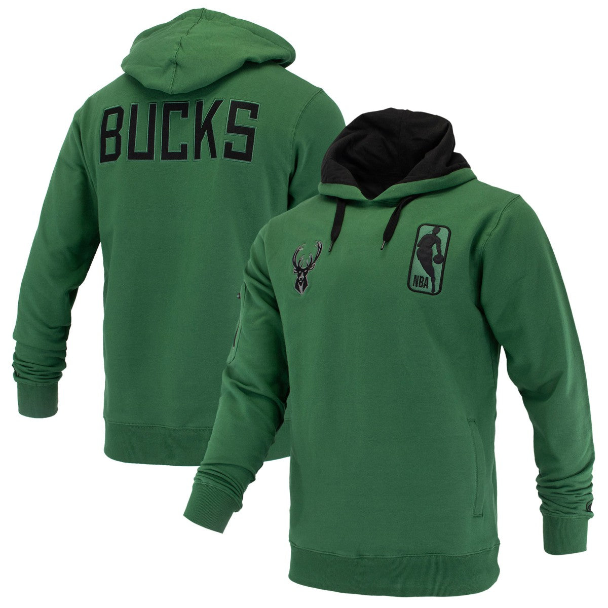 NBA - Milwaukee Bucks FISLL Unisex Logoman Shadow Collection Pullover Hoodie - Hunter Green