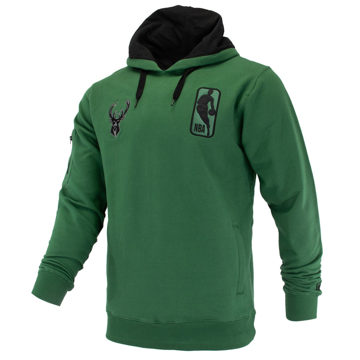 NBA - Milwaukee Bucks FISLL Unisex Logoman Shadow Collection Pullover Hoodie - Hunter Green