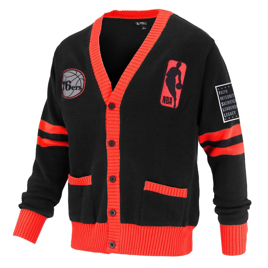 NBA - Philadelphia 76ers FISLL Unisex Logoman Shadow Collection Full-Button Cardigan Sweater - Black