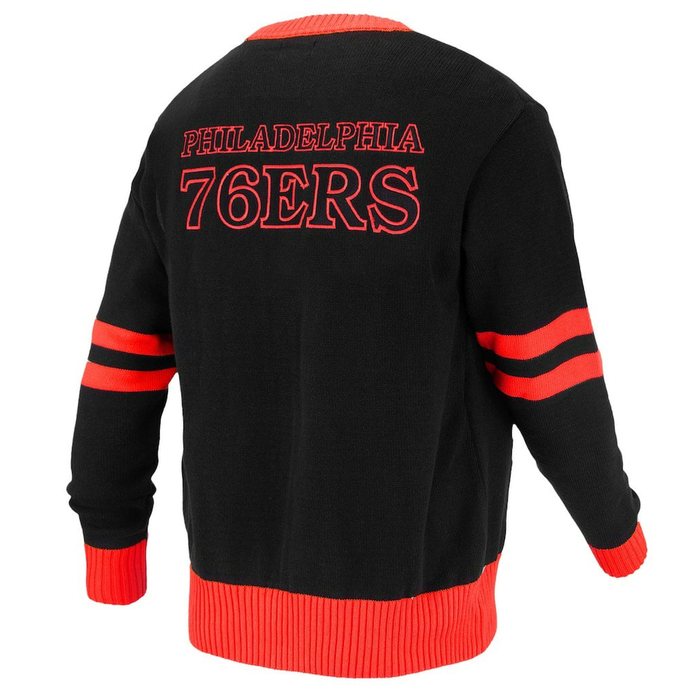 NBA - Philadelphia 76ers FISLL Unisex Logoman Shadow Collection Full-Button Cardigan Sweater - Black