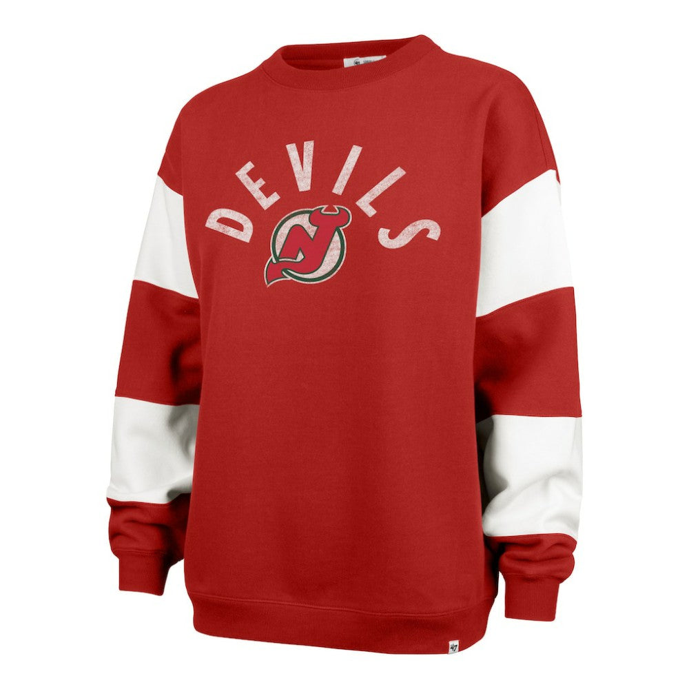 New Jersey Devils - '47 Women's Eephus Barred Pullover Sweatshirt Red