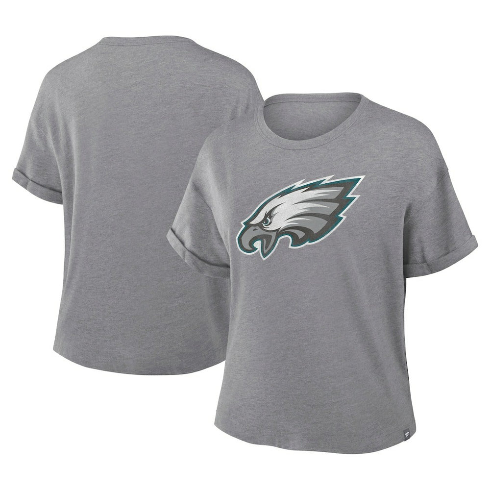 Philadelphia Eagles Women's Tribute Tri-Blend Boxy T-Shirt Heather Gray - Fanatics