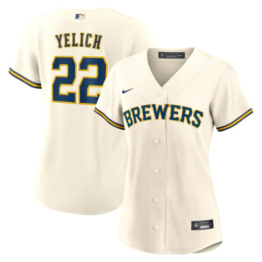 Christian Yelich Milwaukee Brewers Nike Women's Home Replica Jersey - White | MLB Jerseys
