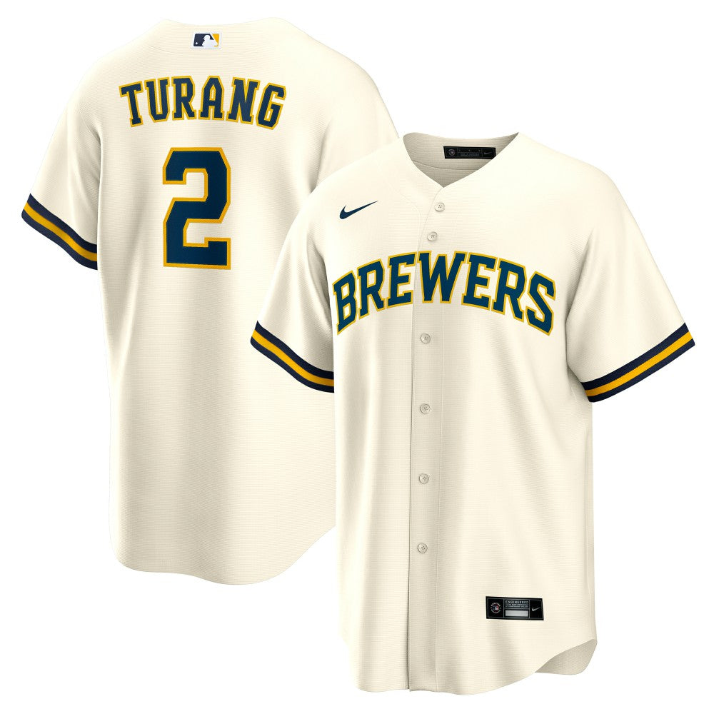 Brice Turang Milwaukee Brewers Nike Home Replica Jersey - Cream | MLB Jerseys