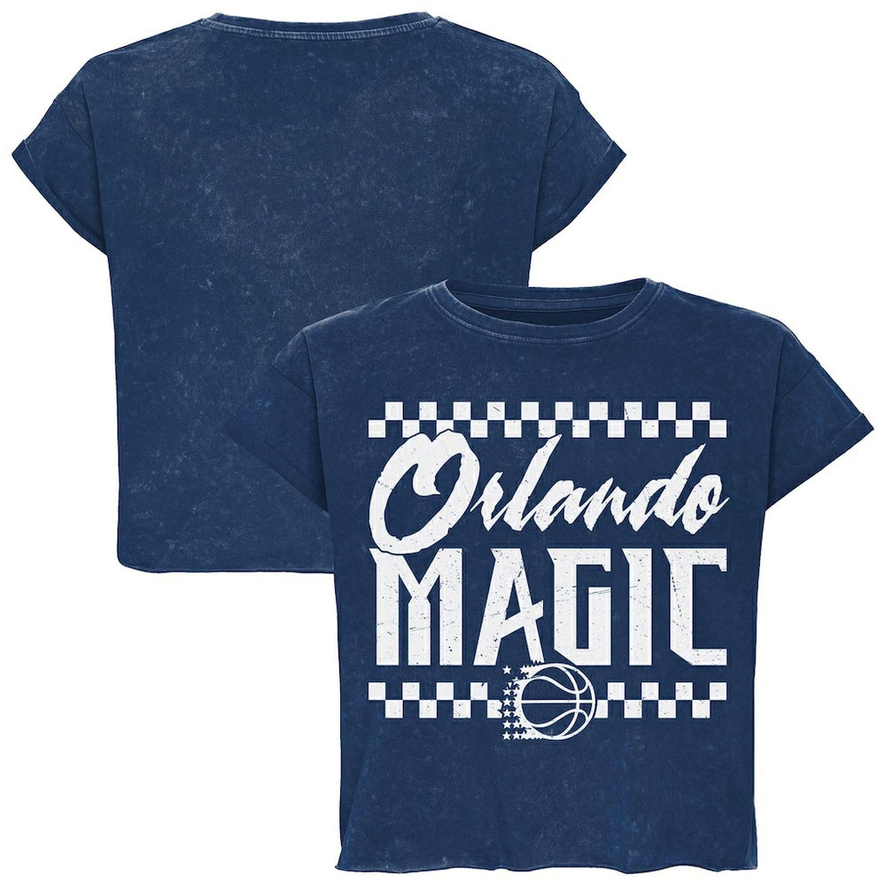 NBA - Orlando Magic Sportiqe Unisex Rock & Roll Collection Gwen Premium Mineral Wash Cropped T-Shirt - Blue