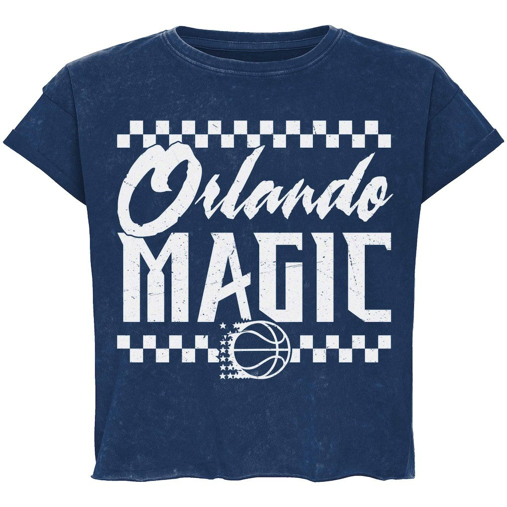 NBA - Orlando Magic Sportiqe Unisex Rock & Roll Collection Gwen Premium Mineral Wash Cropped T-Shirt - Blue