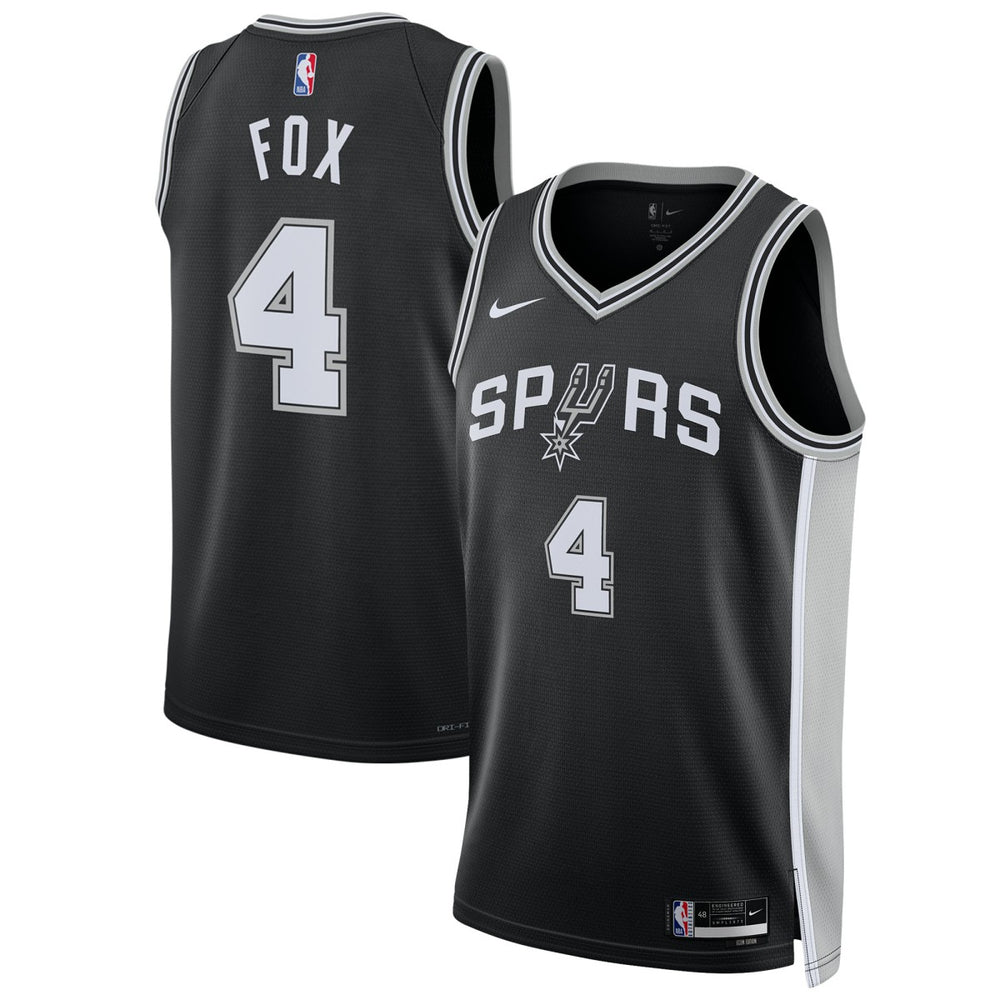 Nike - De'Aaron Fox San Antonio Spurs Unisex Swingman Player Jersey - Icon Edition - Black