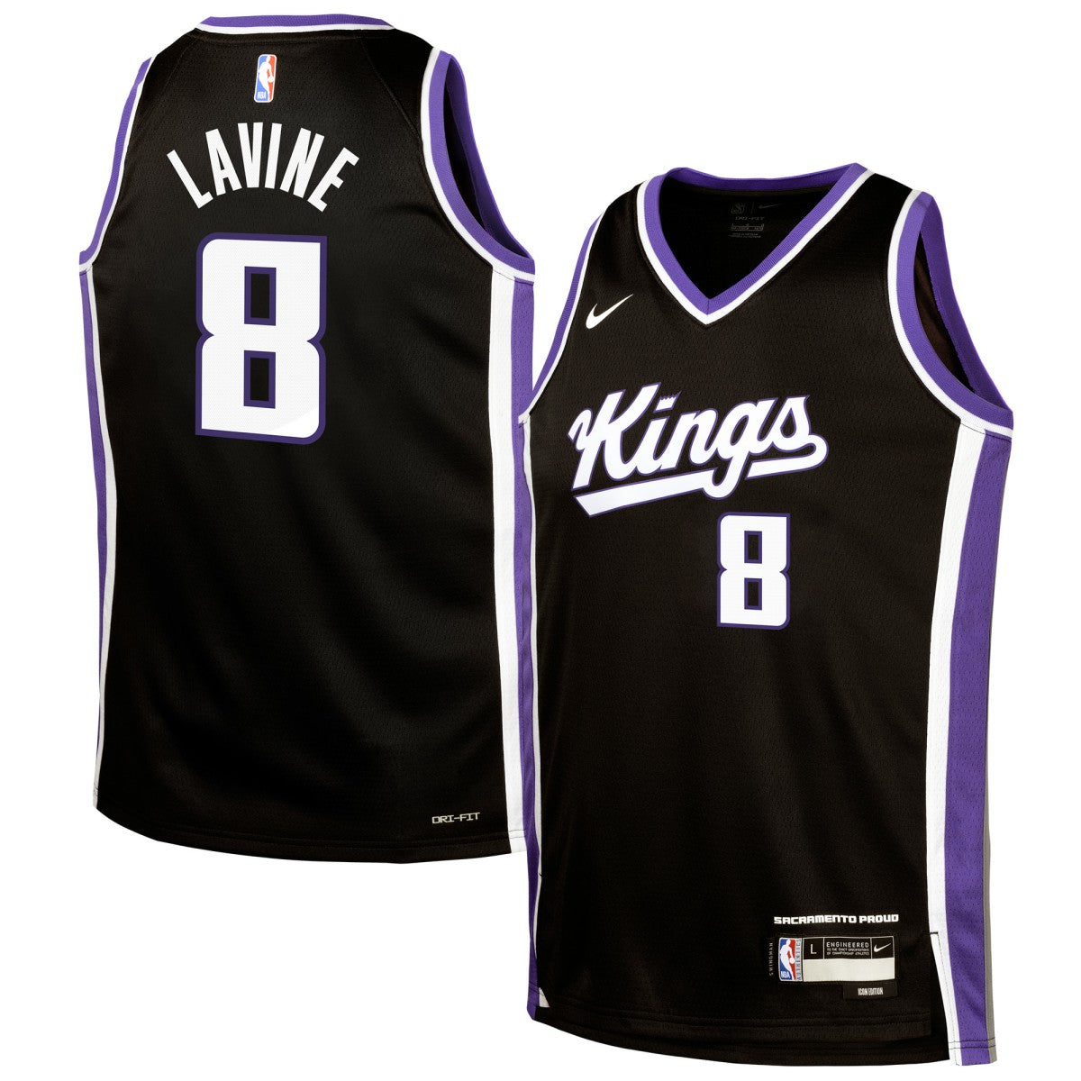 Nike - Zach LaVine Sacramento Kings Youth Swingman Jersey - Icon Edition - Black