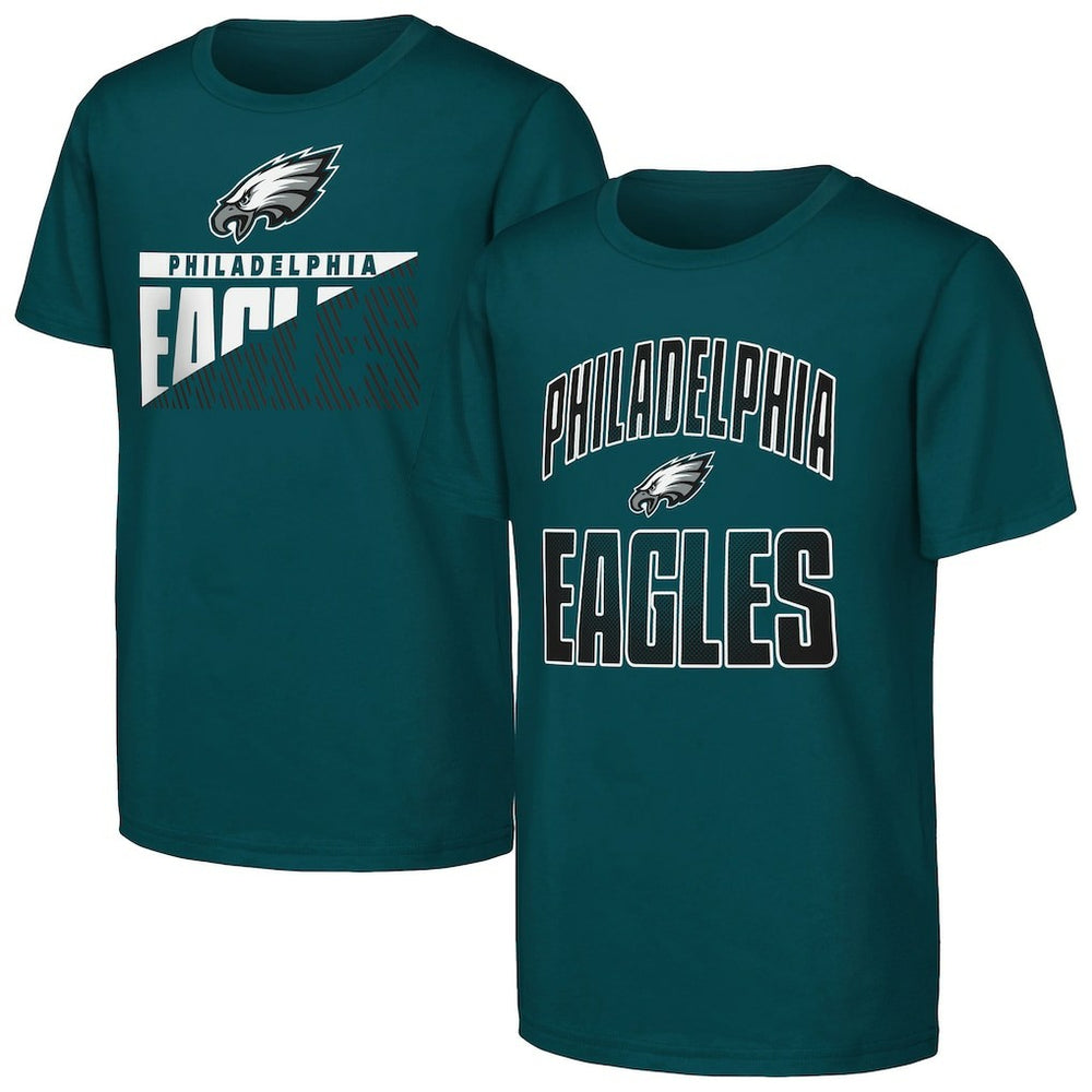 Philadelphia Eagles Outerstuff Youth Never Quit 2-Pack T-Shirt Set Midnight Green - NFL