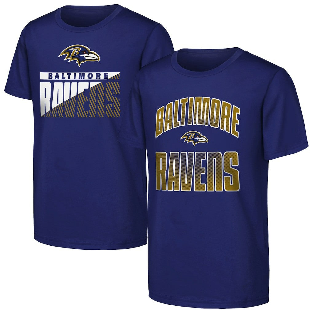 Baltimore Ravens Outerstuff Youth Never Quit 2-Pack T-Shirt Set Purple - NFL