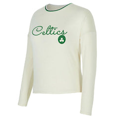 NBA - Boston Celtics Concepts Sport Women's Kaki Hacci Knit Long Sleeve Top & Shorts Set - Cream